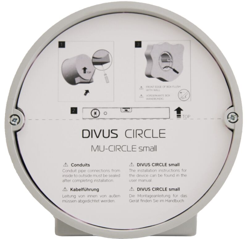 Wall mount box for DIVUS CIRCLE small, CIRCLE small +, CIRCLE small C and SQUARE small C
