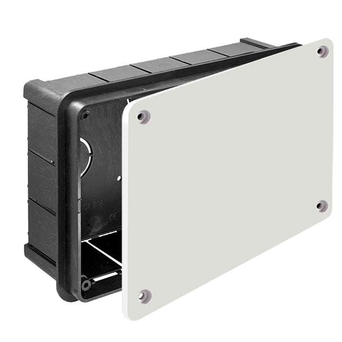 Wall-mount box for solid walls, 200 x 130 x 60 mm, incl. cover