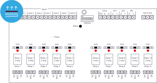 CoolAutomation GS-SMT-HOA underfloor heating controller layout