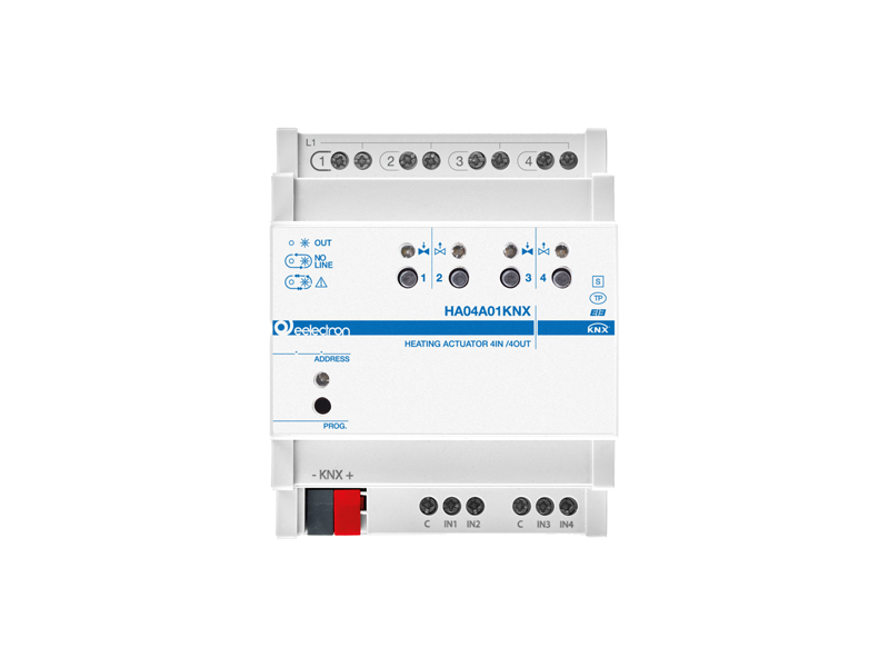 Eelectron HA04A01KNX KNX heating actuator 4-way, 4 binary inputs
