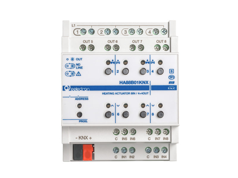 Eelectron HA88B01KNX KNX Valve Actuator 4+4-fold, 8 binary inputs
