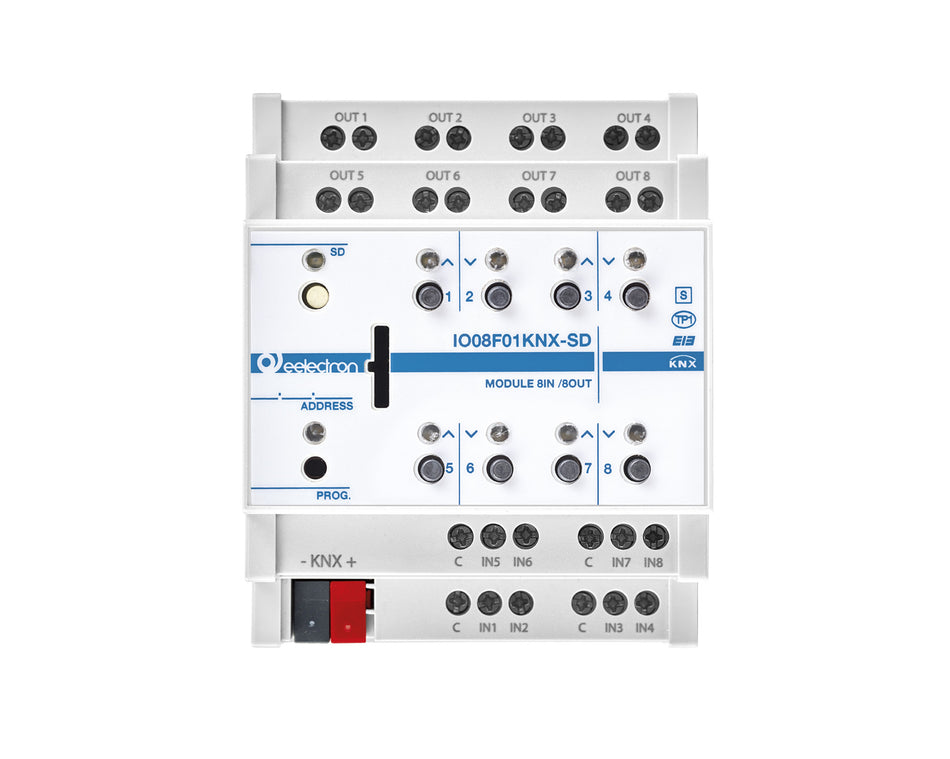 Eelectron IO08F01KNX-SD KNX universal actuator 8-way, 8 binary inputs, SD card