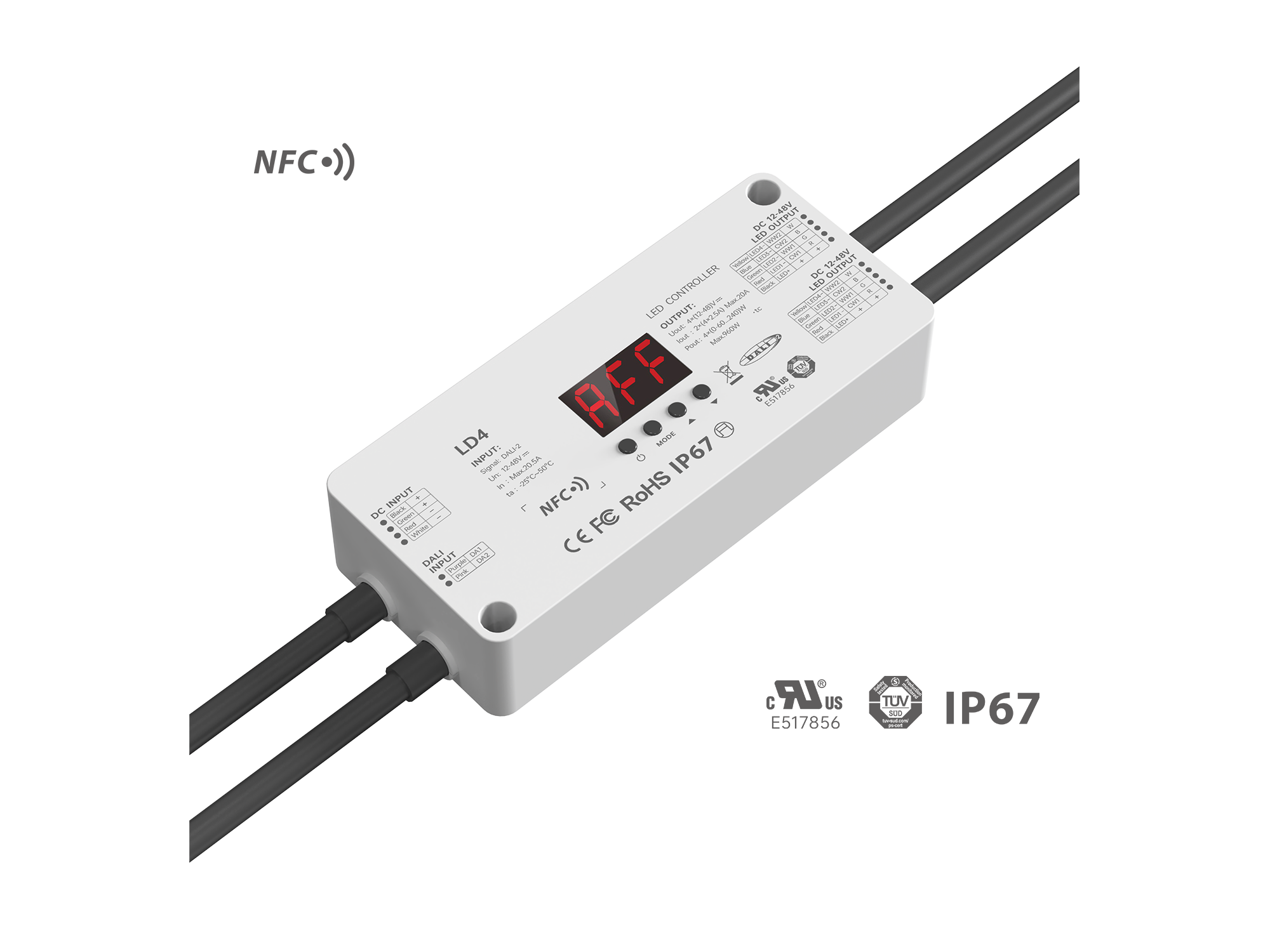 UL-Certified DALI-2 NFC RGBW Low-Voltage IP67 Controller