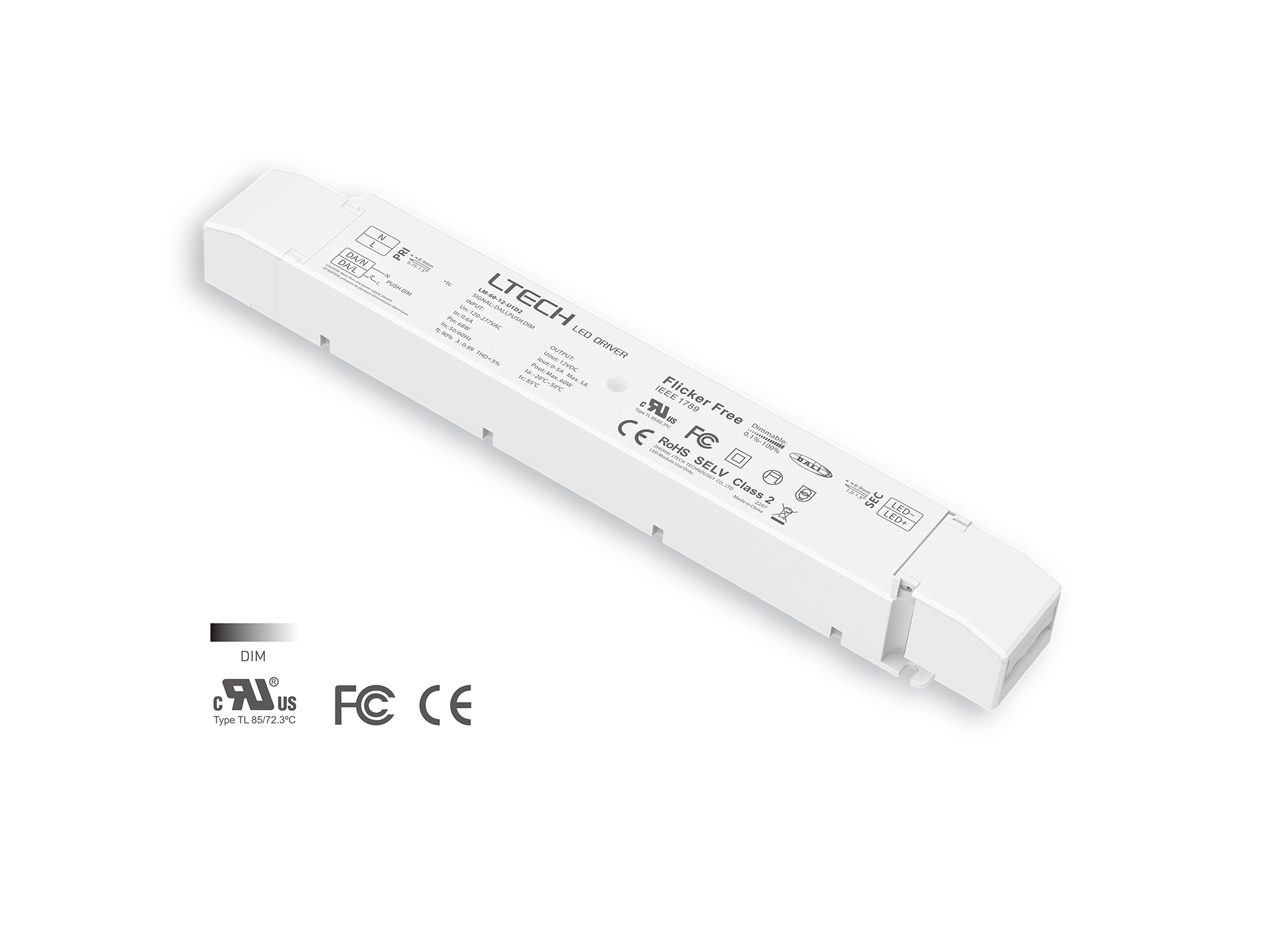 60W 12VDC CV DALI-2 Driver LM-60-12-U1D2 Rubycon capacitor UL