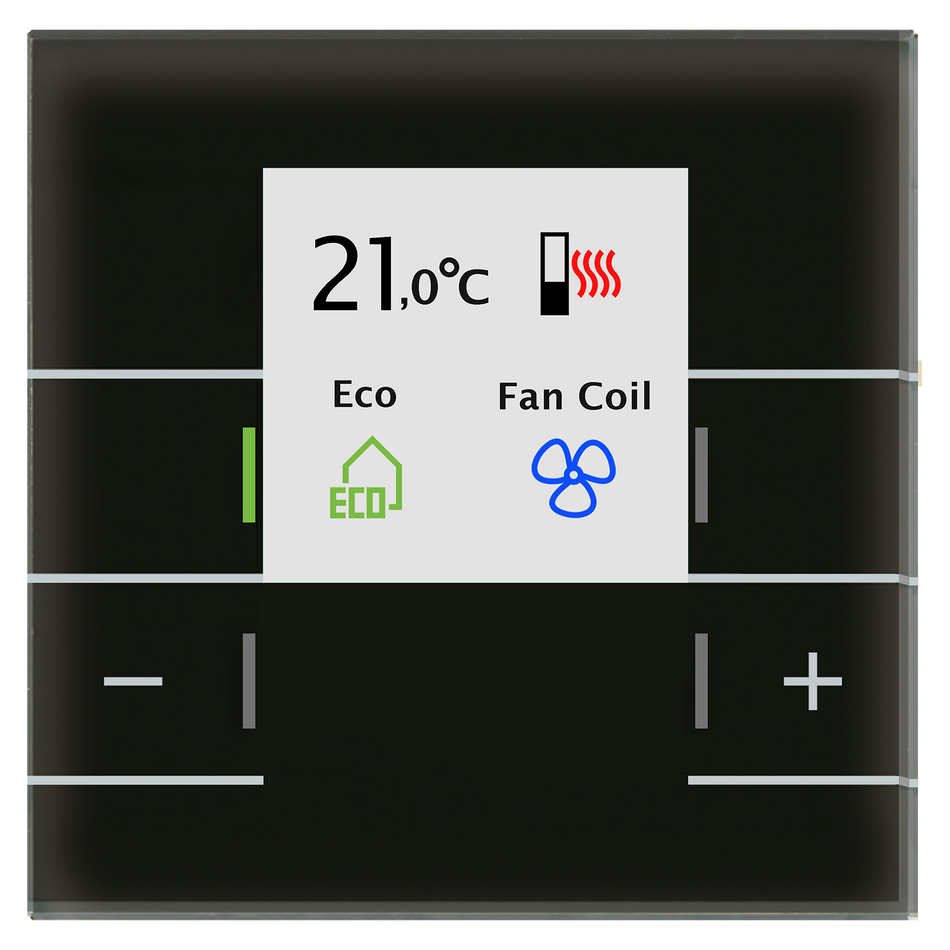 KNX Glas Room Temperature Controller Smart with colour display, Black