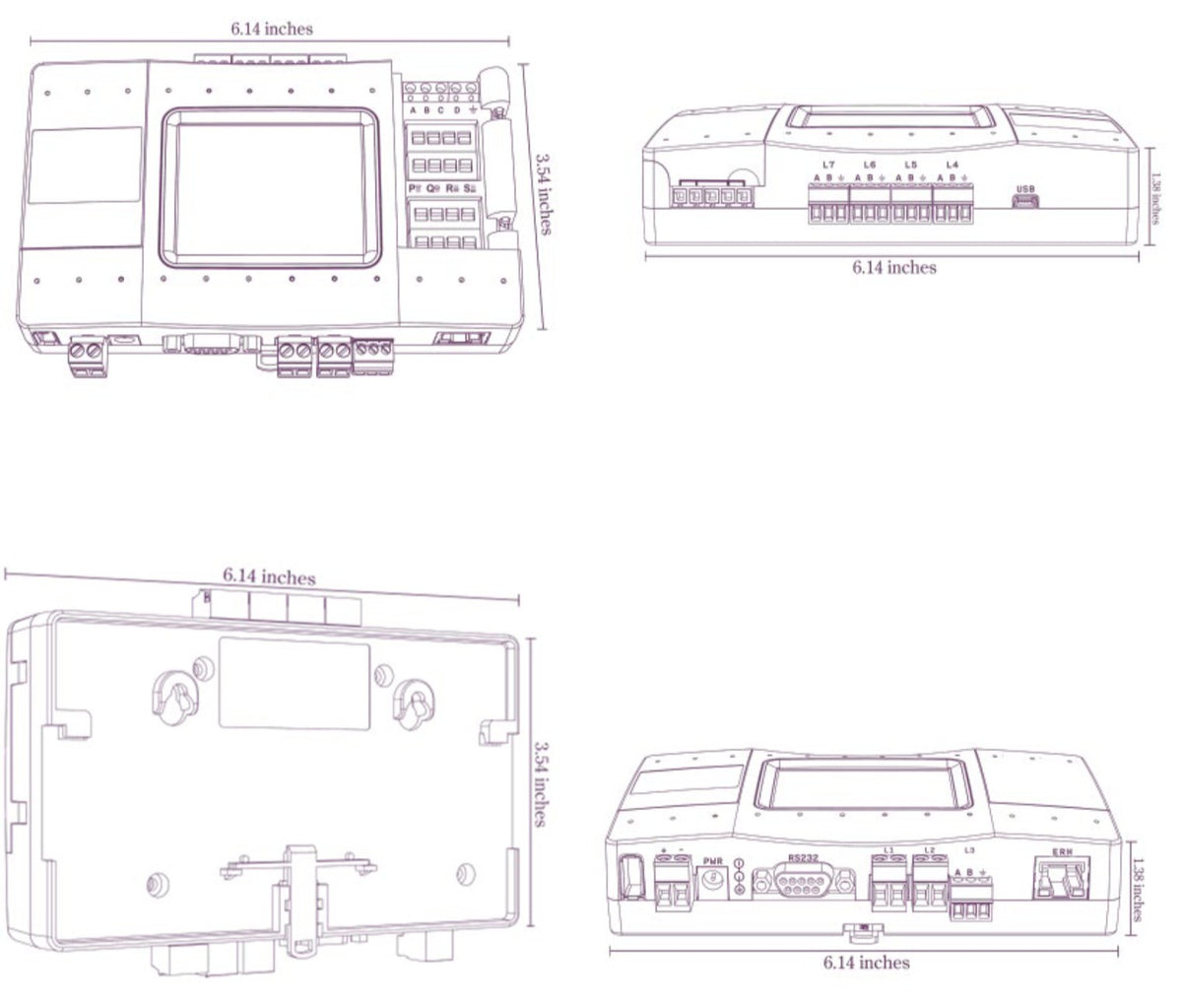 CoolAutomation CoolMaster KNX CMNKNX2L dimensional drawing, DIN rail and wall mounting
