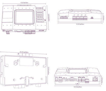 CoolAutomation CoolMaster KNX CMNKNX2L dimensional drawing, DIN rail and wall mounting