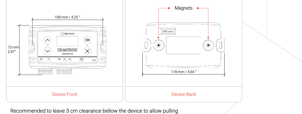 CoolAutomation CoolMaster EDGE dimensions and mounting