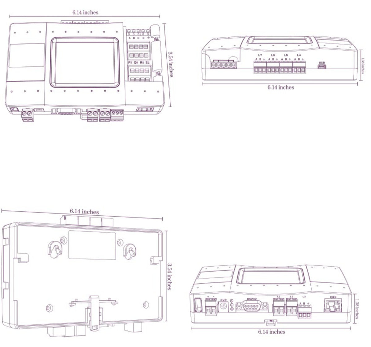 CoolAutomation CoolMasterPro CMPDK000 dimensional drawing, DIN rail and wall mounting