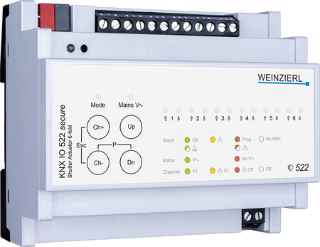 KNX IO 522 secure shutter actuator 6-fold