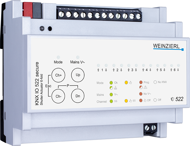 KNX IO 522 secure shutter actuator 6-fold